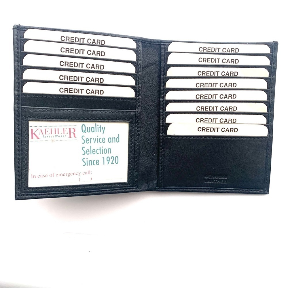 NWT KAEHLER The Card & Cash Bifold Leather Wallet, black